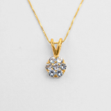 Blue Topaz Flower Necklace - Blue Daisy Pendant - Dainty December Birthstone Gift