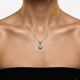 Blue Topaz Flower Necklace - Blue Daisy Pendant - Dainty December Birthstone Gift