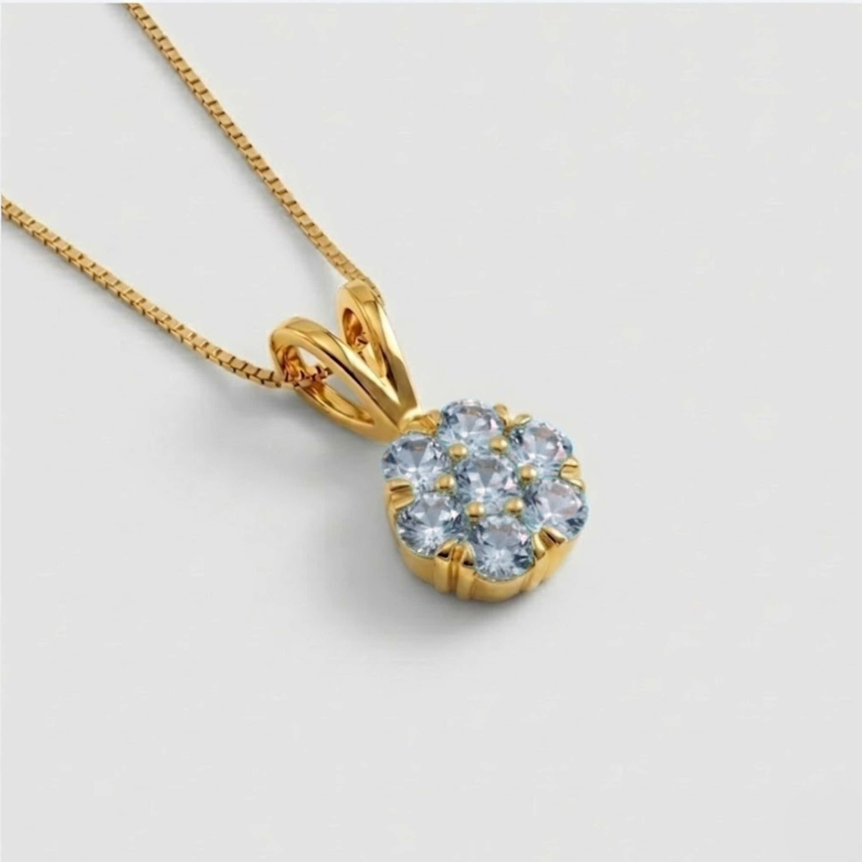 Created sky blue topaz pendant in 18k gold vermeil, December birthstone, everyday wearable birthday gift