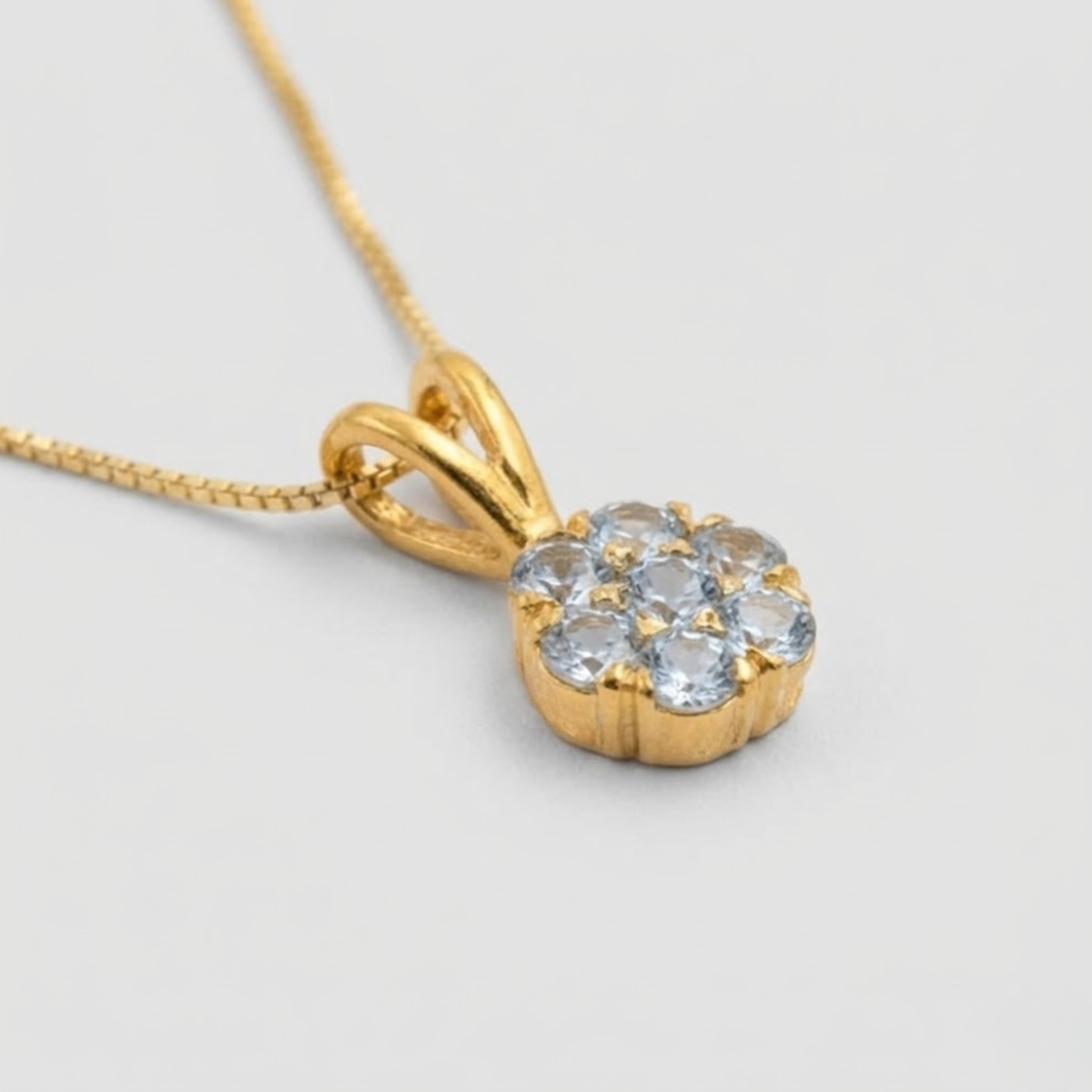 Sky blue created topaz pendant in 18k gold vermeil — December birthstone symbolizing clarity and balance.
