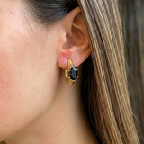 Tribal Onyx Earrings - Black Onyx Earrings - Gold Drop Earrings