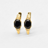 Tribal Onyx Earrings - Black Onyx Earrings - Gold Drop Earrings