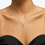 Dainty Pink Morganite Necklace - Gold Morganite Necklace - Pink Square Pendant