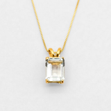 Blue Topaz Pendant made in 18k Gold Vermeil with Baguette sky Blue Topaz in Prong setting, December Birthstone gift idea, symbolizes clarity, emotional balance, and truth, ideal for everyday wear and perfect for birthday gifting and special occasions.