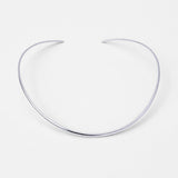 Sleek torque choker: open collar thin 925 sterling silver wire, minimalist necklace for everyday wear and gifting.