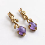 18k gold vermeil oval amethyst earrings, prong-set, February birthstone symbolizing peace and clarity.