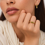 Gold Peridot Ring - Gold Twisted Band Ring - Peridot Solitaire Ring