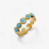 Natural Turquoise Ring made in 18k Gold Vermeil with Round Natural blue Turquoise in Prong setting, December Birthstone gift idea, symbolizes Protection, Healing and Communaction, ideal for everyday wear and perfect for birthday gifting and special occasions.