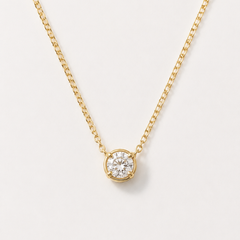 Natural Diamond Solid Gold Necklace made in 14k Yellow Gold with Natural white Diamond in Prong setting, April Birthstone gift idea, symbolizes commitment, strength & purity, ideal for everyday wear and perfect for birthday gifting and special occasions.