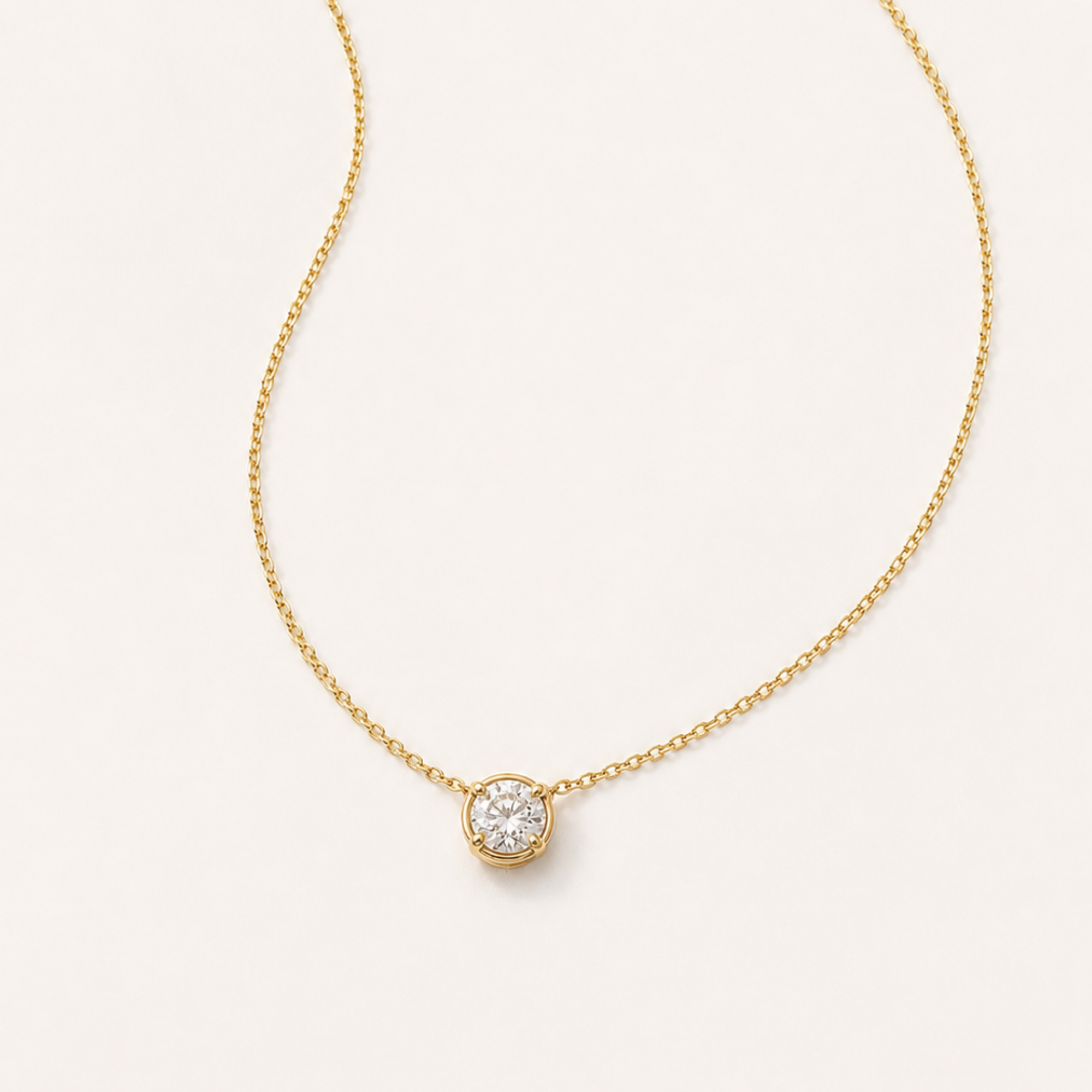 Natural Diamond Solid Gold Necklace made in 14k Yellow Gold with Natural white Diamond in Prong setting, April Birthstone gift idea, symbolizes commitment, strength & purity, ideal for everyday wear and perfect for birthday gifting and special occasions.