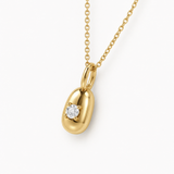 14k yellow gold necklace with natural diamond prong set, April birthstone; symbolizes commitment, perfect for everyday wear.