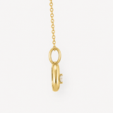 14K Gold Diamond Necklace -Certified Diamond Bean Pendant - Dainty Diamond Necklace
