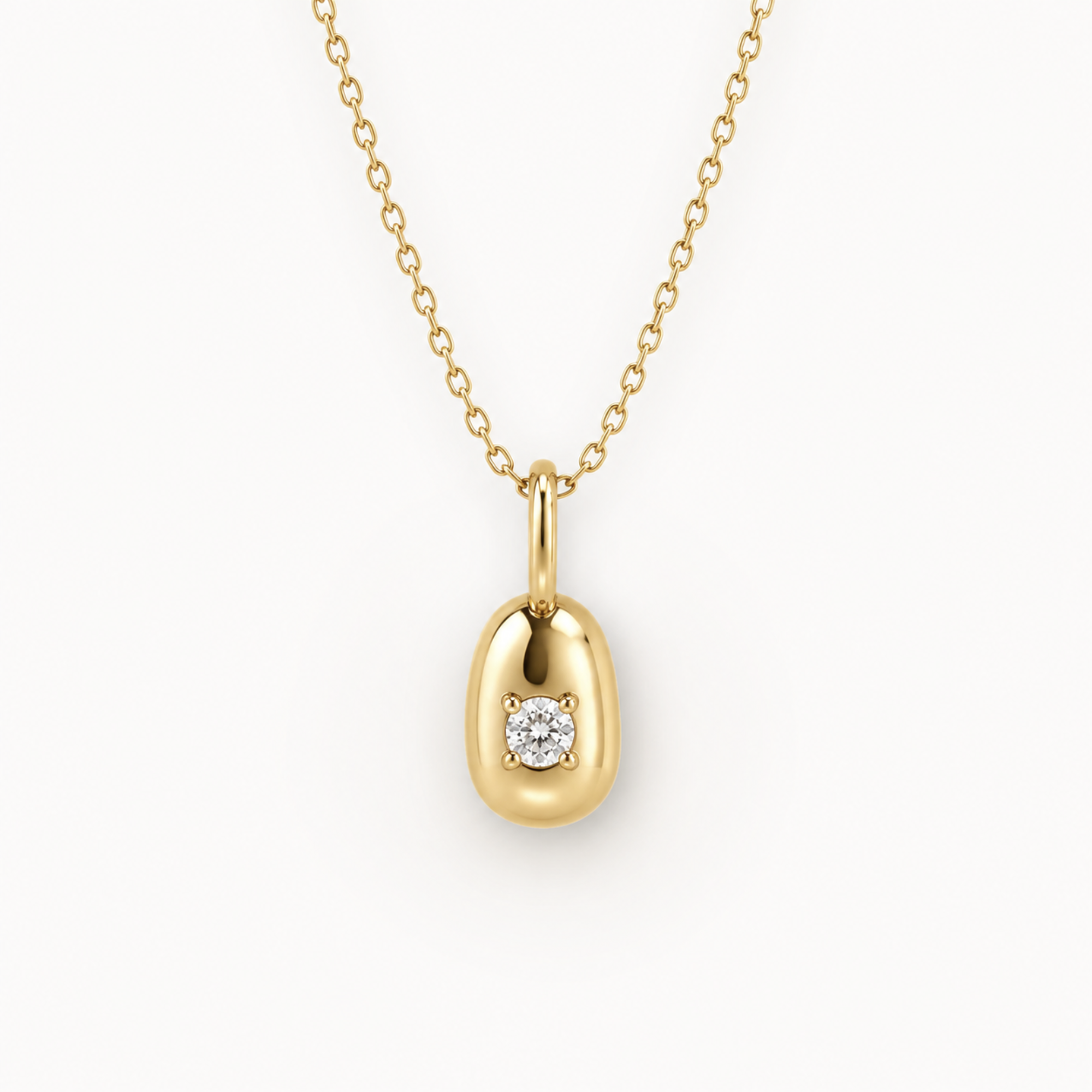 Natural Diamond Solid Gold Necklace made in 14k Yellow Gold with Natural white Diamond in Prong setting, April Birthstone gift idea, symbolizes commitment, strength & purity, ideal for everyday wear and perfect for birthday gifting and special occasions.