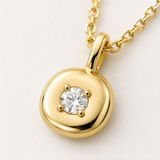 18k Gold Coin Necklace - Certified Diamond Pendant - Minimalist Gold Charm Necklace