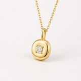 18k Gold Coin Necklace - Certified Diamond Pendant - Minimalist Gold Charm Necklace