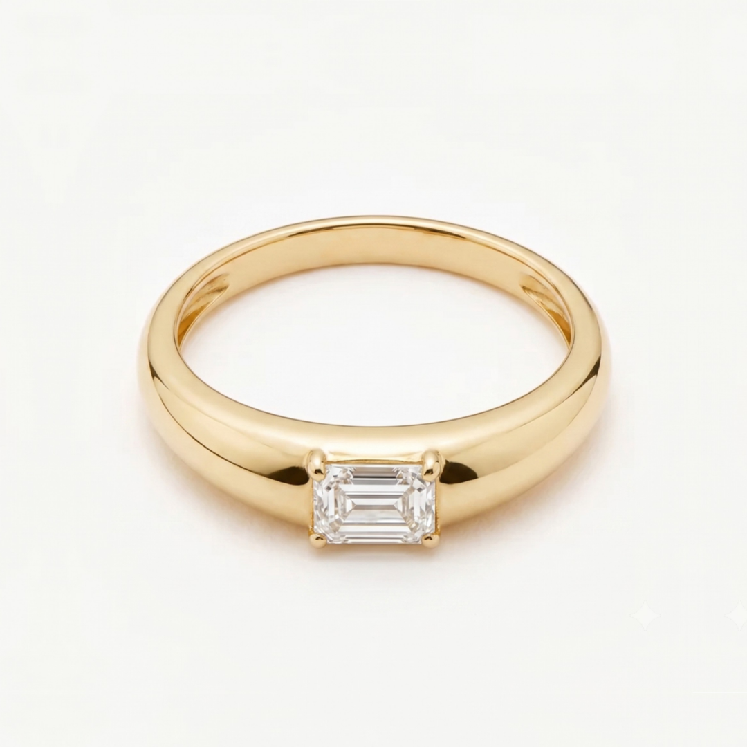 14k yellow-gold ring with natural white diamond, an April birthstone gift symbolizing strength and purity