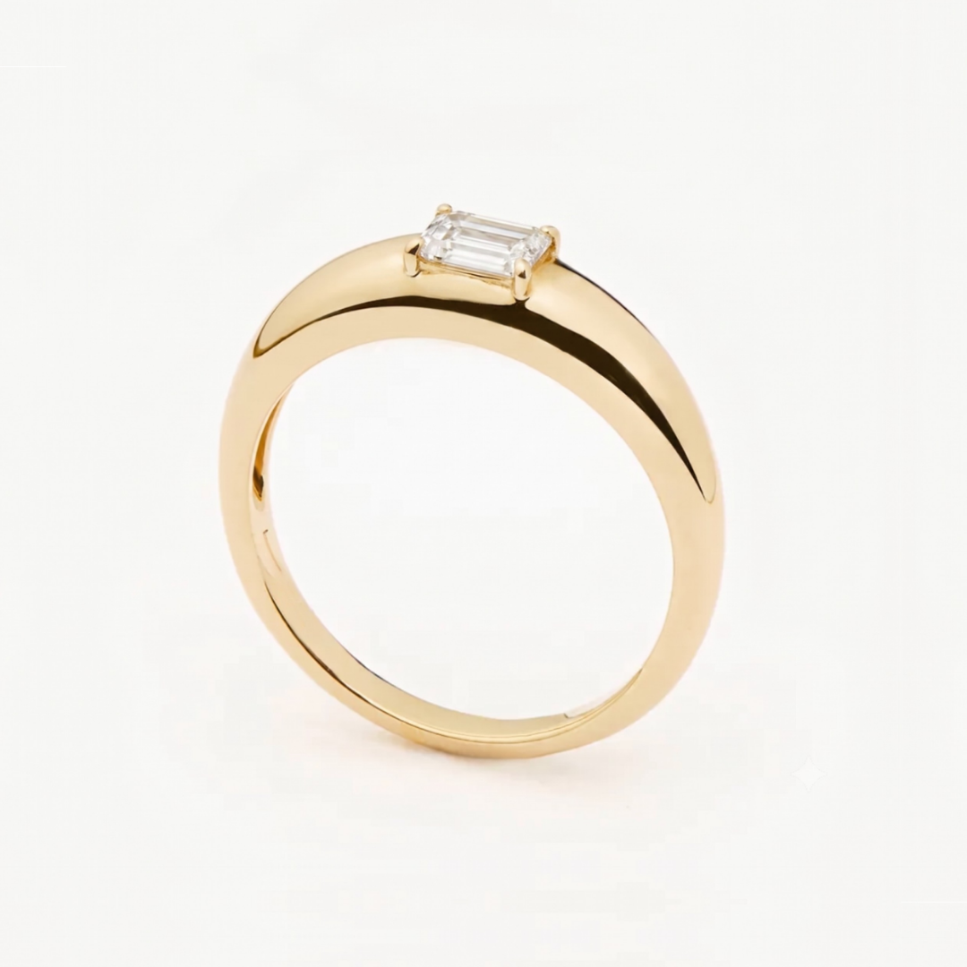 Natural Diamond Solid Gold Ring made in 14k Yellow Gold with Natural white Diamond in setting, April Birthstone gift idea, symbolizes commitment, strength & purity, ideal for everyday wear and perfect for birthday gifting and special occasions.