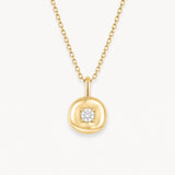 14k Gold Coin Necklace - Certified Diamond Pendant - Minimalist Gold Charm Necklace