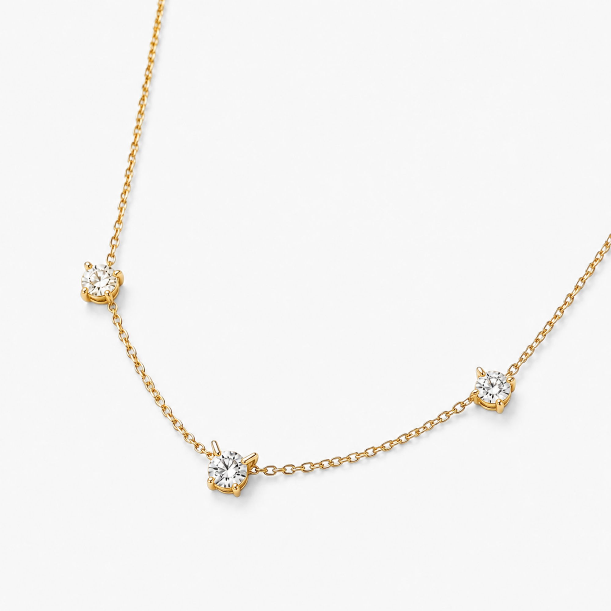 Natural Diamond Solid Gold Necklace made in 14k Yellow Gold with Natural white Diamond in Prong setting, April Birthstone gift idea, symbolizes commitment, strength & purity, ideal for everyday wear and perfect for birthday gifting and special occasions.