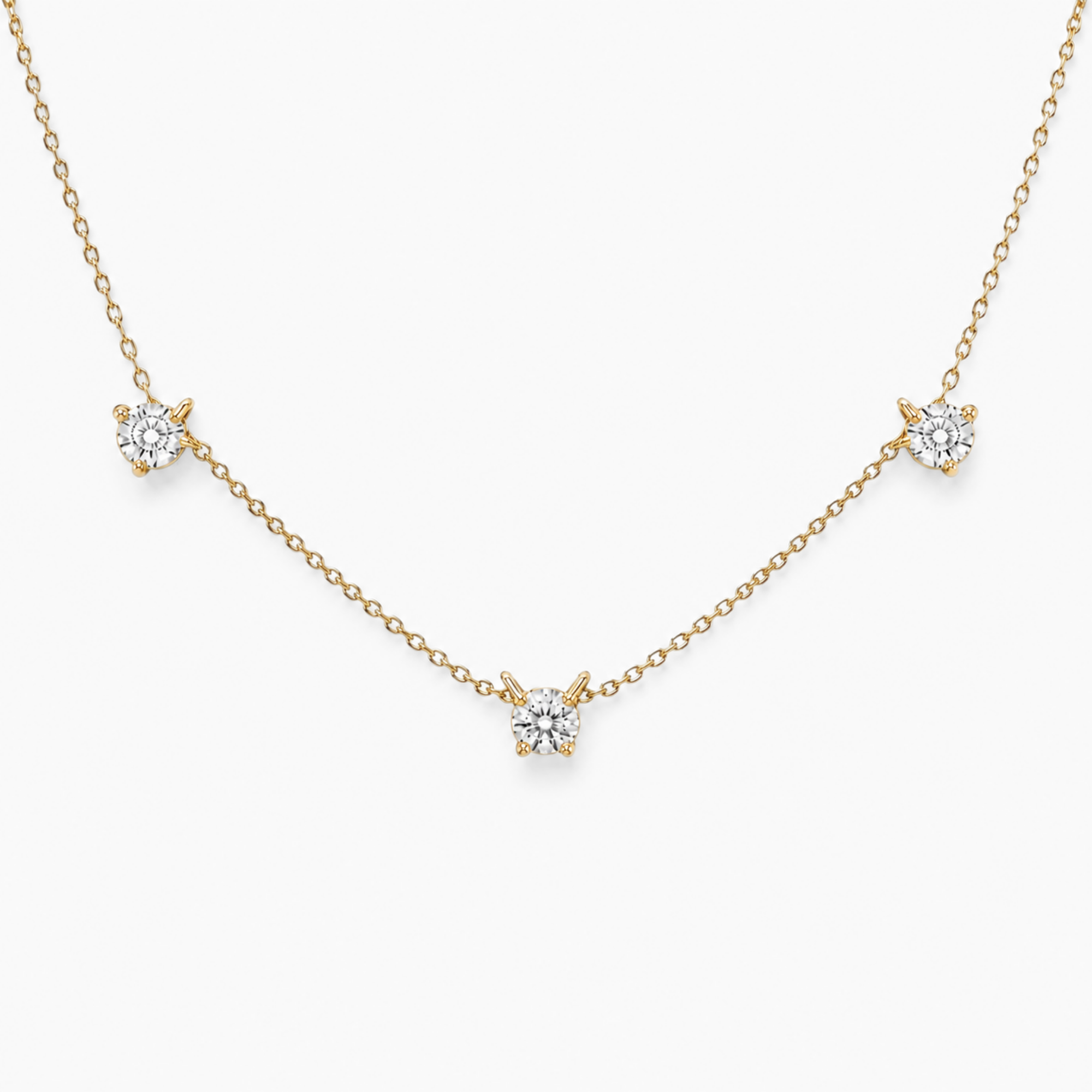 Natural Diamond Solid Gold Necklace made in 14k Yellow Gold with Natural white Diamond in Prong setting, April Birthstone gift idea, symbolizes commitment, strength & purity, ideal for everyday wear and perfect for birthday gifting and special occasions.