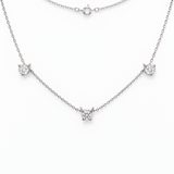 14k Solid Gold Diamond Station Necklace - 0.30 CTW Natural Diamond Necklace - Three Stone Diamond Necklace