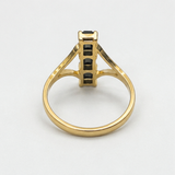 Onyx Trilogy Ring - Black Baguette Ring - Three Stone Gold Ring