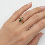 Onyx Trilogy Ring - Black Baguette Ring - Three Stone Gold Ring