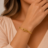 Gold Open Bangle - Knot Cuff Bracelet - Love Knot Bracelet