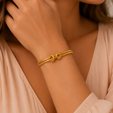 Gold Open Bangle - Knot Cuff Bracelet - Love Knot Bracelet