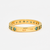 Gold Aquamarine Ring - Blue Eternity Band - Stackable Aquamarine Band