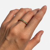 Gold Aquamarine Ring - Blue Eternity Band - Stackable Aquamarine Band