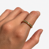 Gold Aquamarine Ring - Blue Eternity Band - Stackable Aquamarine Band