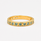 Gold Aquamarine Ring - Blue Eternity Band - Stackable Aquamarine Band