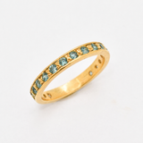 Gold Aquamarine Ring - Blue Eternity Band - Stackable Aquamarine Band