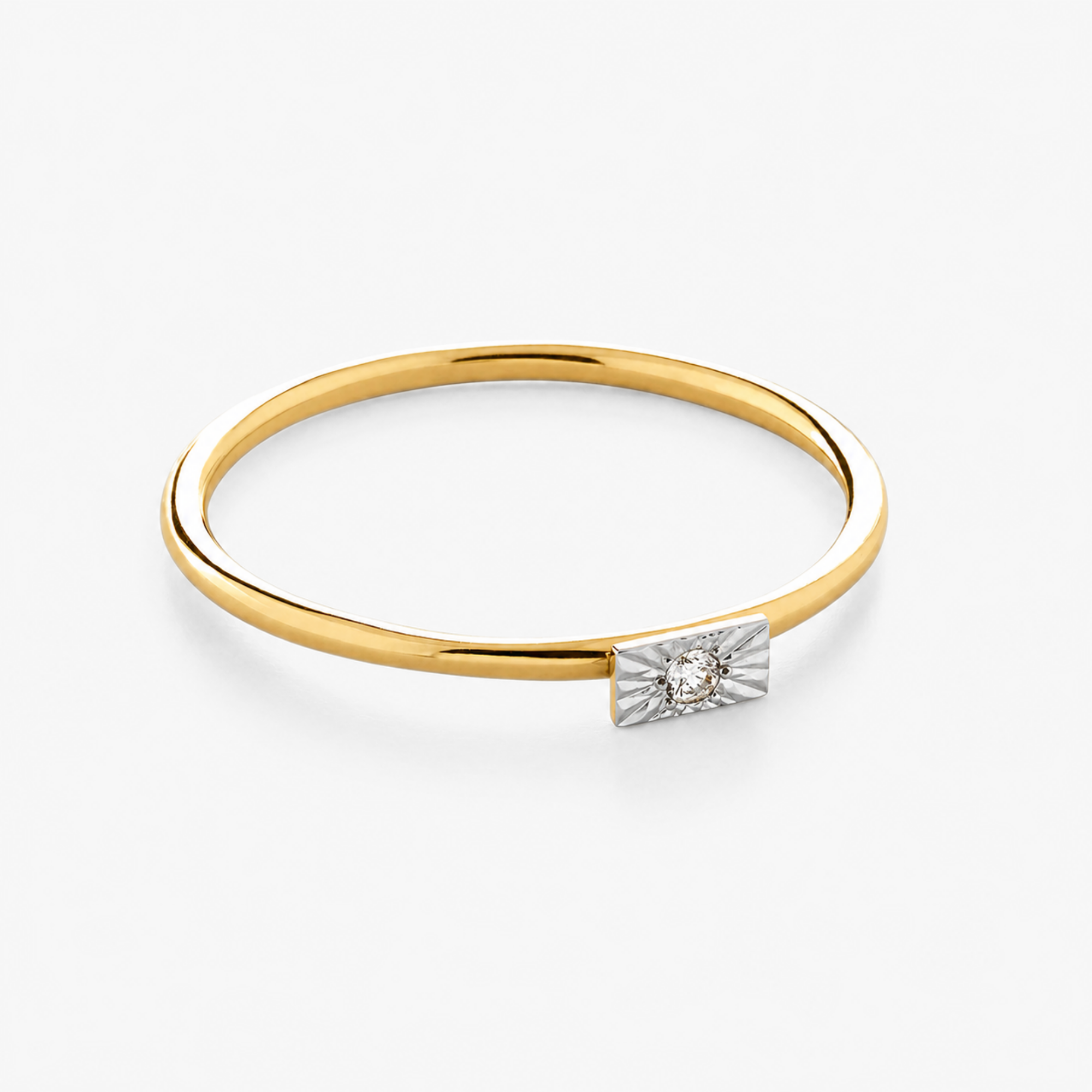 14k yellow gold solitaire ring with natural white diamond — April birthstone; classic everyday symbol of strength and purity