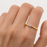 14k yellow gold solitaire ring with natural white diamond — April birthstone; elegant everyday commitment gift