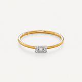 Dainty Brilliant Cut Diamond Ring - 14k Solid Gold Band - Solitaire Natural Diamond