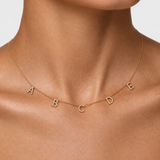 14K Solid Gold Diamond Letter Necklace - Personalized Pavé Diamond Initial Necklace - Custom Multi-Letter Charm Necklace