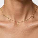 14K Solid Gold Diamond Letter Necklace - Personalized Pavé Diamond Initial Necklace - Custom Multi-Letter Charm Necklace