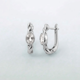 Gold Topaz Huggie Earrings - Dainty White Topaz Earrings - Bezel Twisted Rope Huggies