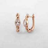 Gold Topaz Huggie Earrings - Dainty White Topaz Earrings - Bezel Twisted Rope Huggies