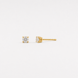 14k Real Gold Diamond Earrings - Round Brilliant Diamond Studs - Dainty Diamond Earrings