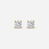 14k Real Gold Diamond Earrings - Round Brilliant Diamond Studs - Dainty Diamond Earrings