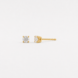 14k Real Diamond Studs - Four Prong Basket Earrings - Real 14k Yellow Gold Earrings