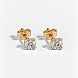 14k Real Diamond Studs - Four Prong Basket Earrings - Real 14k Yellow Gold Earrings