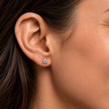 14k Real Diamond Studs - Four Prong Basket Earrings - Real 14k Yellow Gold Earrings