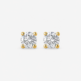 14k Real Diamond Studs - Four Prong Basket Earrings - Real 14k Yellow Gold Earrings