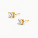 14k Real Diamond Studs - Four Prong Basket Earrings - Real 14k Yellow Gold Earrings