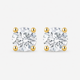 14K Solid Gold Diamond Stud Earrings - Brilliant Solitaire Studs - Diamond Prong Basket Earrings