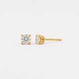 14K Solid Gold Diamond Stud Earrings - Brilliant Solitaire Studs - Diamond Prong Basket Earrings